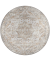 D Style Jericho Jc5 4' X 4' Round Area Rug In Silver Tone