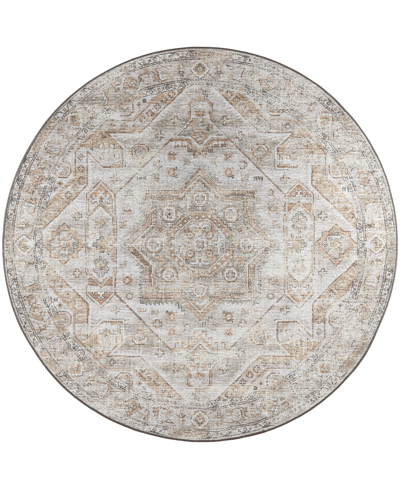 D Style Jericho Jc5 4' X 4' Round Area Rug In Silver Tone