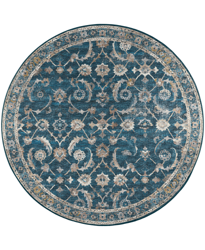 D Style Basilic Bas4 6' X 6' Round Area Rug In Navy