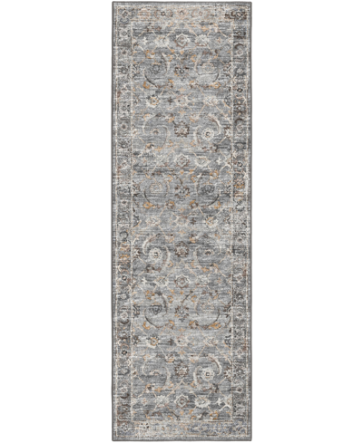 D Style Basilic Bas4 2'6" X 10' Runner Area Rug In Silver Tone