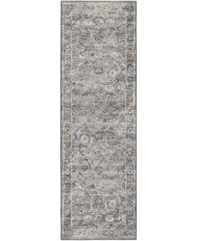 D Style Jericho Jc4 2'6" X 10' Runner Area Rug In Silver Tone