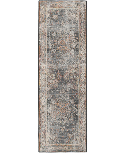 D Style Basilic Bas6 2'6" X 12' Runner Area Rug In Charcoal