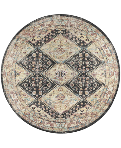 D Style Basilic Bas9 6' X 6' Round Area Rug In Midnight