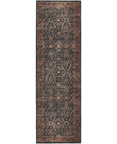 D Style Basilic Bas1 2'6" X 10' Runner Area Rug In Charcoal