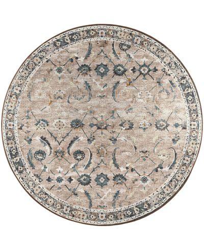 D Style Basilic Bas4 4' X 4' Round Area Rug In Taupe