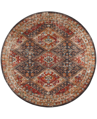 D Style Basilic Bas9 8' X 8' Round Area Rug In Maroon