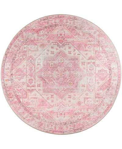 D Style Jericho Jc5 4' X 4' Round Area Rug In Rose