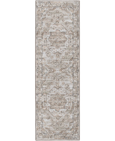 D Style Jericho Jc5 2'6" X 8' Runner Area Rug In Silver Tone