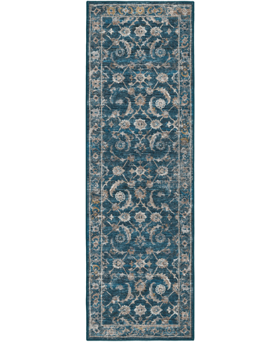 D Style Basilic Bas4 2'6" X 10' Runner Area Rug In Navy