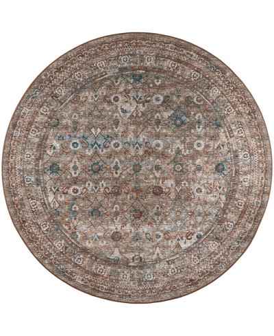 D Style Basilic Bas7 8' X 8' Round Area Rug In Coffee