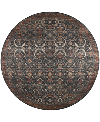 D Style Jericho Jc1 8' X 8' Round Area Rug In Charcoal