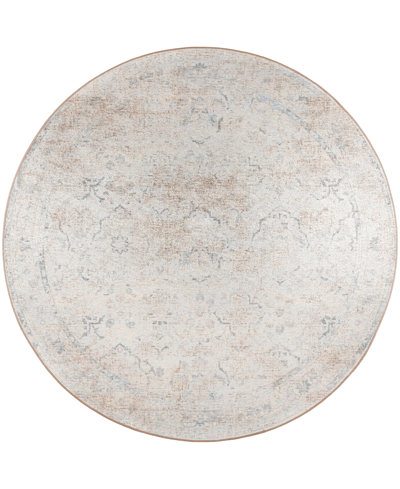 D Style Basilic Bas3 4' X 4' Round Area Rug In Ivory