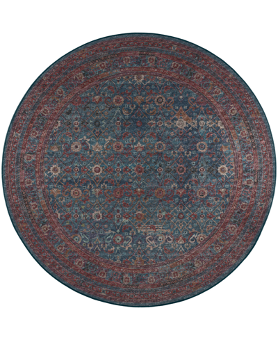 D Style Basilic Bas7 4' X 4' Round Area Rug In Navy