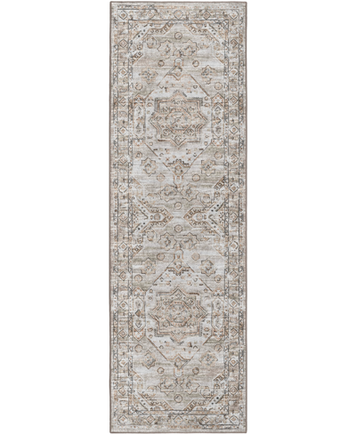 D Style Basilic Bas5 2'6" X 10' Runner Area Rug In Silver Tone