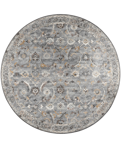 D Style Jericho Jc4 8' X 8' Round Area Rug In Silver Tone