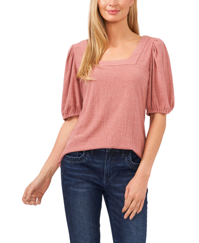 Cece Women's Short Sleeve Eyelet-embroidered Knit Top In Antique Rose