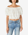 Lucky Brand Off The Shoulder Lace Crop Top In White