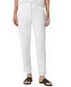 Eileen Fisher Organic Cotton & Hemp High Waist Tapered Ankle Pants In White