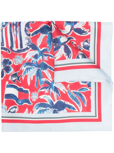 Tommy Hilfiger Graphic-print Scarf In Blue