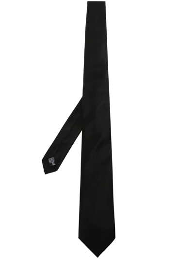 Emporio Armani Pointed Silk Tie In Black