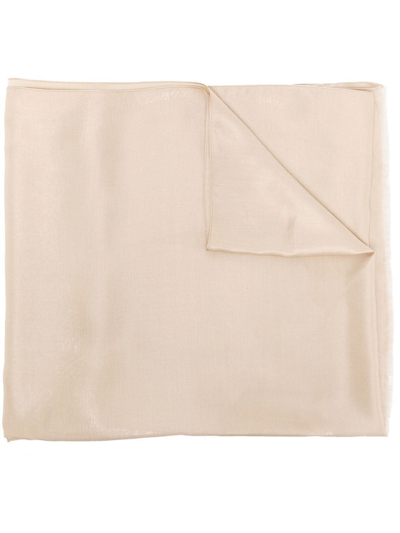 Emporio Armani Raw-edge Lightweight Scarf In Brown