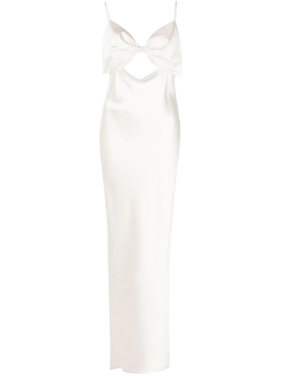 Fleur Du Mal Bow-embellished Silk Slip Dress In Ivory