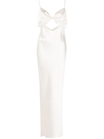 FLEUR DU MAL BOW-EMBELLISHED SILK SLIP DRESS