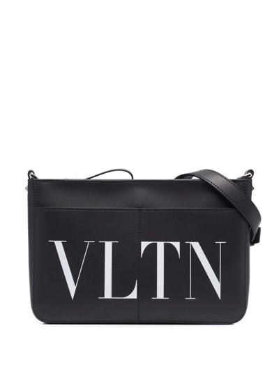 Valentino Garavani Men's  Black Leather Messenger Bag