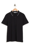 Calvin Klein Stretch Pique Solid Tipped Polo In Black Beauty