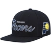 Mitchell & Ness Men's  Black Indiana Pacers Hardwood Classics Mvp Team Script 2.0 Snapback Hat In Black