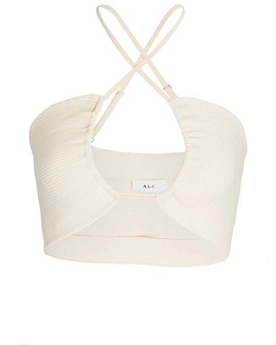 A.l.c Ana Strappy Ribbed Bra Crop Top In Ivory