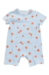 Nordstrom Rack Babies' Kanga Print Romper In Blue- Orange Star Stripe