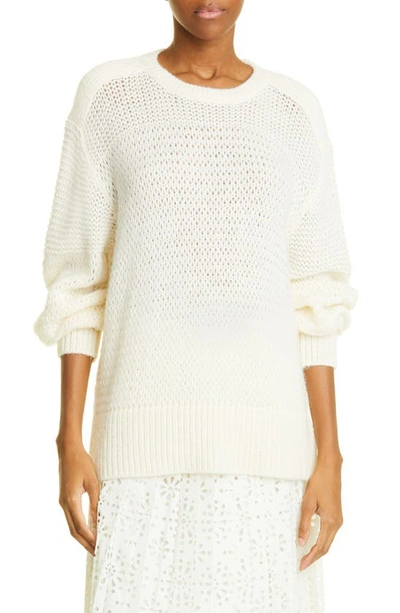 See By Chloé Loose Fitting Pullover Sweater In Pristine White