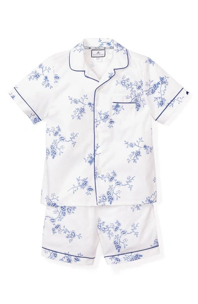 Petite Plume Kids' Floral Two-piece Short Pajamas In White