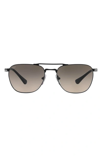 Persol 55mm Polarized Aviator Sunglasses In Black/gray Gradient