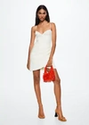 Mango Pleated Linen-blend Dress White In White