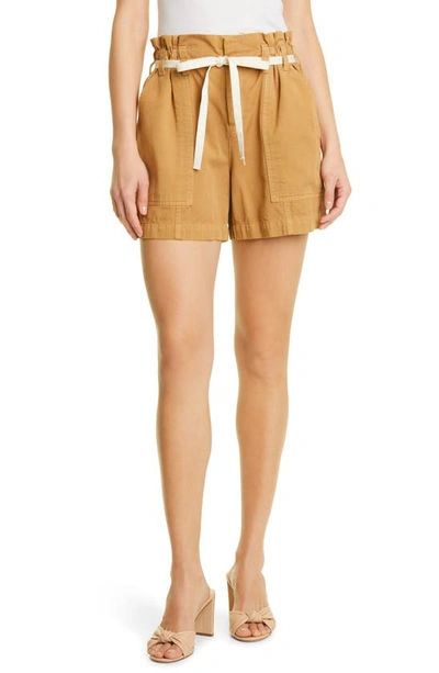 A.l.c Augusta Belted Paper Bag Waist Cargo Shorts In Playa