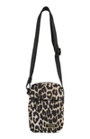 Ganni Recycled Polyester Festival Tech Mini Crossbody Bag In Leopard