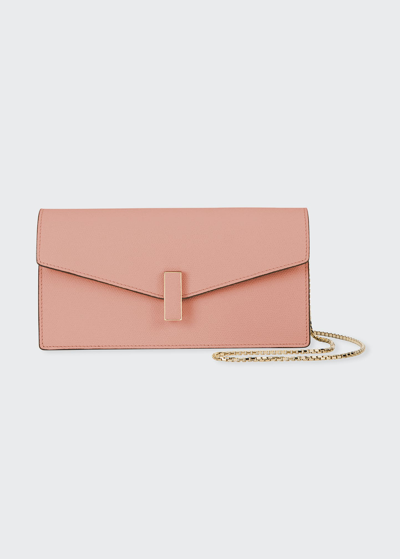 Valextra Iside Leather Envelope Clutch Bag In Pink/gray