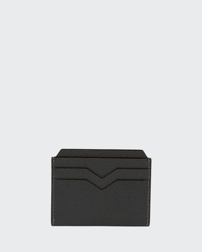 Valextra Saffiano Leather Card Case In Black