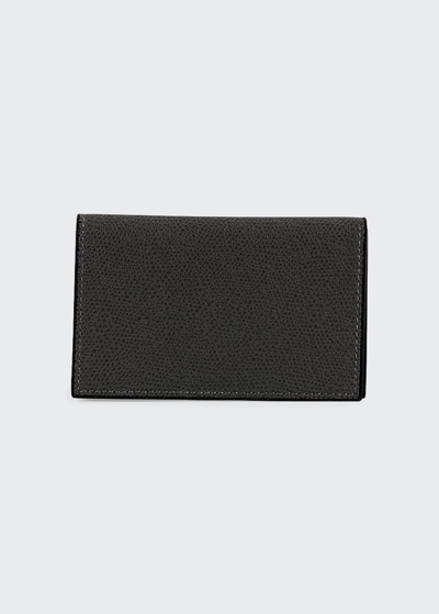 Valextra Saffiano Pebbled Business Card Case In Black