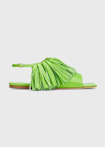 A.w.a.k.e. Charlie Tassel Slingback Sandals In Bright Green
