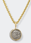 Jorge Adeler Unisex Alexander The Great Coin Pendant W/ Diamonds In Yellow Gold