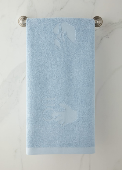 Off-white Swimming Man Logo Shower Towel In Baby Blue