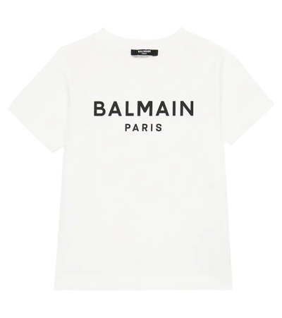 Balmain Kids' Rhinestone Logo T-shirt In White
