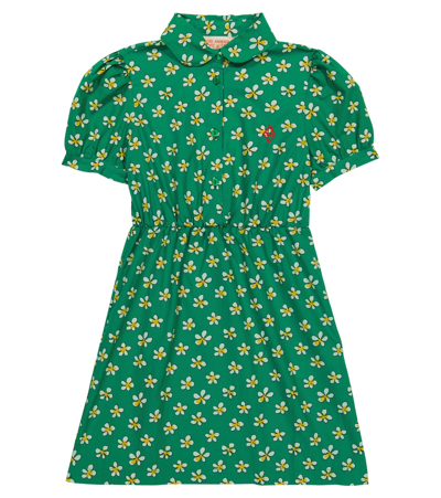 The Animals Observatory Kids' Pigeon Floral Printed Dress In Green