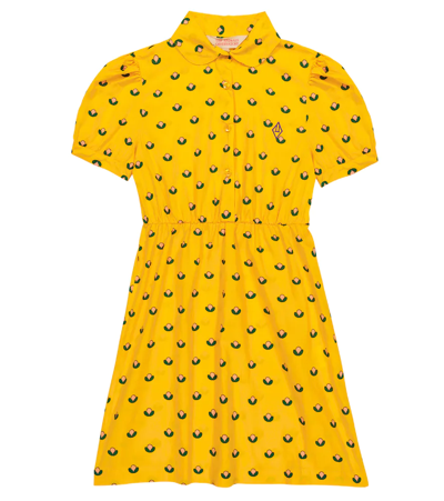 The Animals Observatory Kids' Pigeon Floral Dress In Yellow