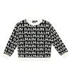 Balmain Boys Black Wool Knit Logo Jumper In 930bc-nero/bianco