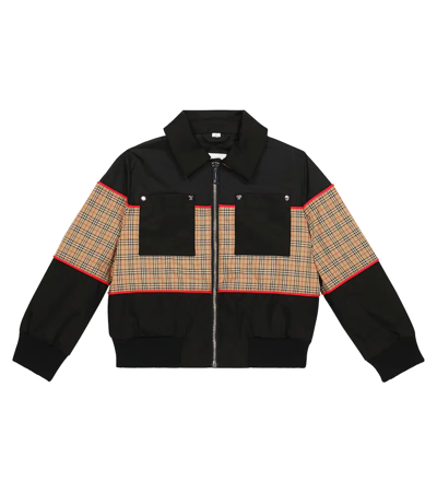 Burberry Kids' Liam Checked-panel Woven Technical Jacket 4-14 Years In Nero