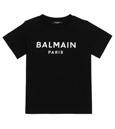 Balmain Kids' Logo Cotton Jersey T-shirt In Black